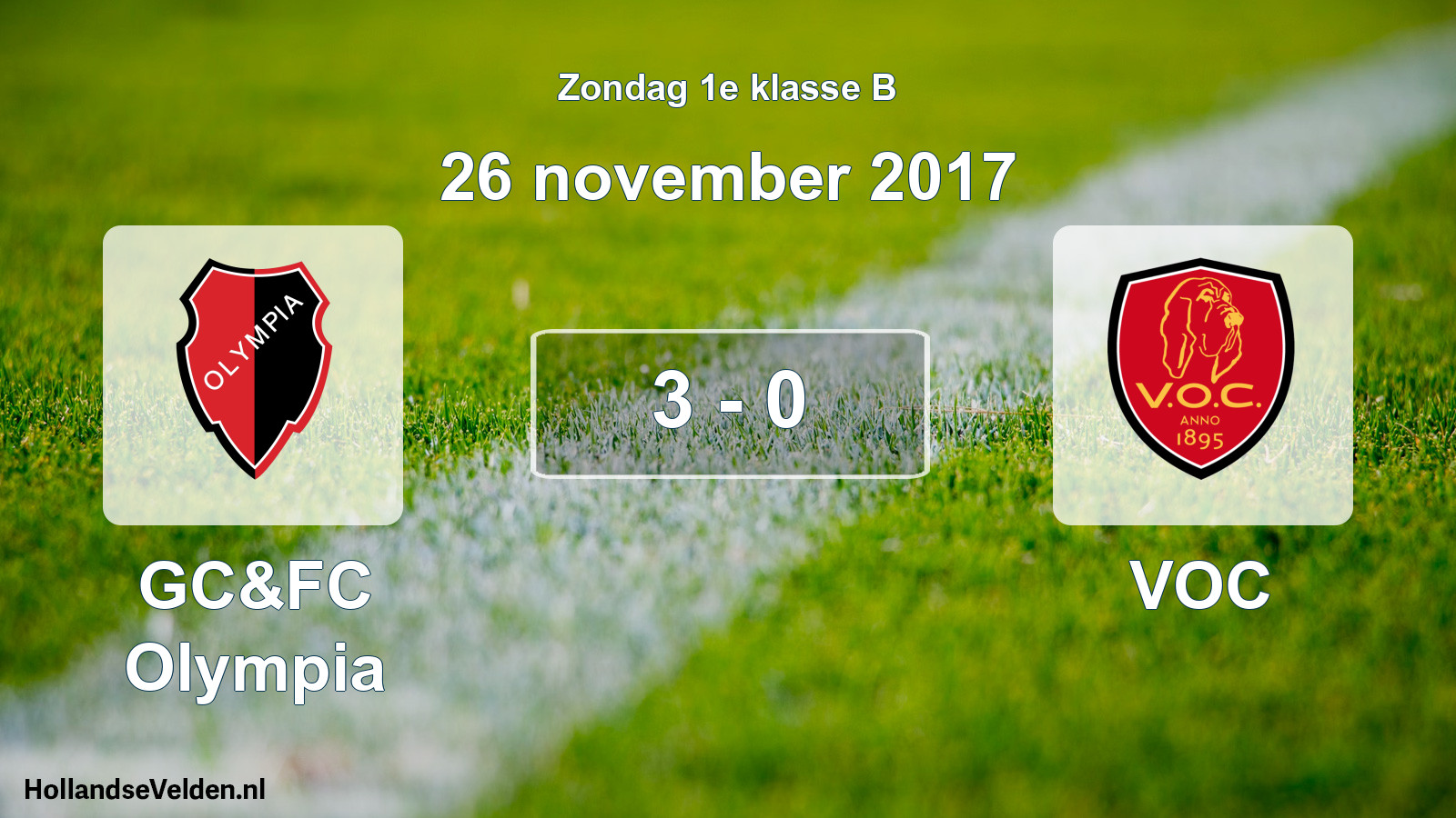 Total number of matches played: GC&FC Olympia - VOC 3 - 0 (26 November 2017)