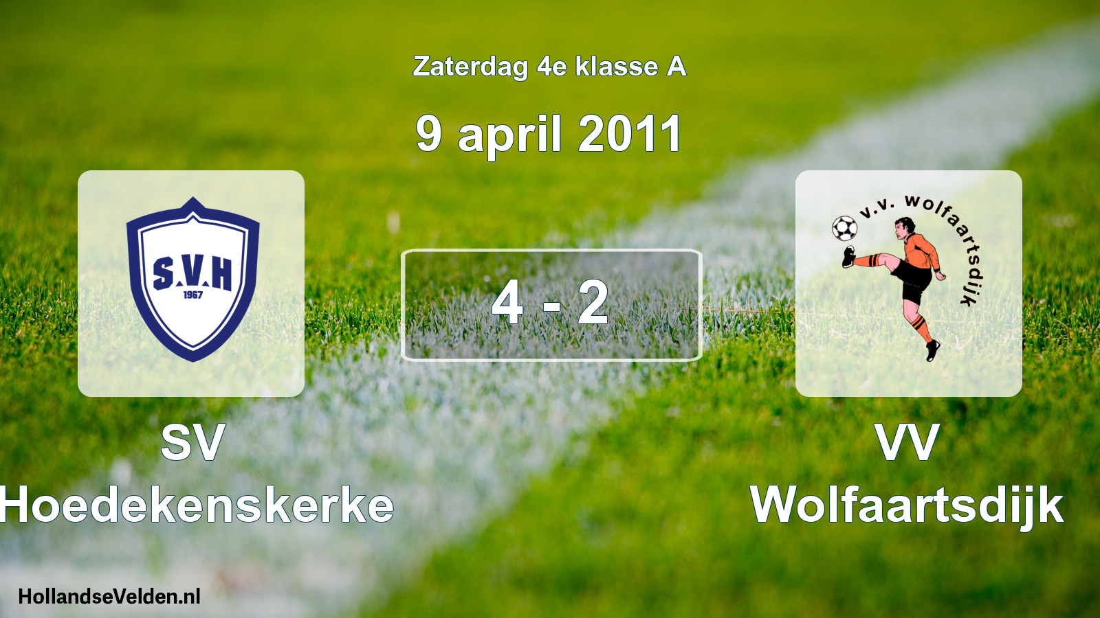 Total number of matches played: SV Hoedekenskerke - VV Wolfaartsdijk 4 - 2 (9 April 2011)