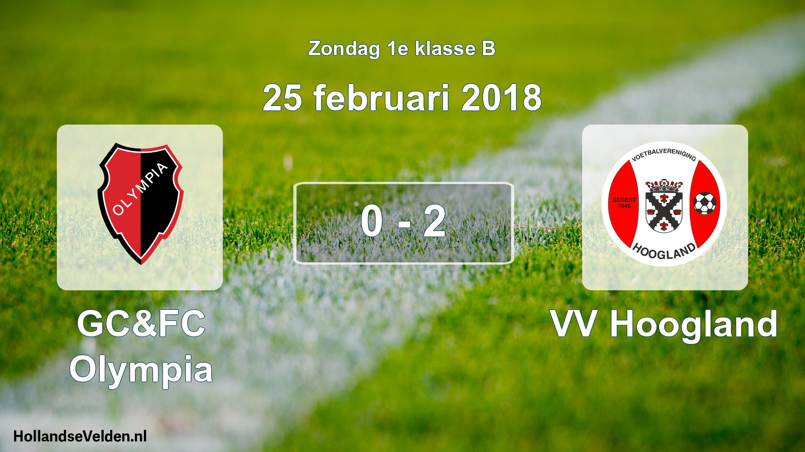 Total number of matches played: GC&FC Olympia - VV Hoogland 0 - 2 (25 February 2018)