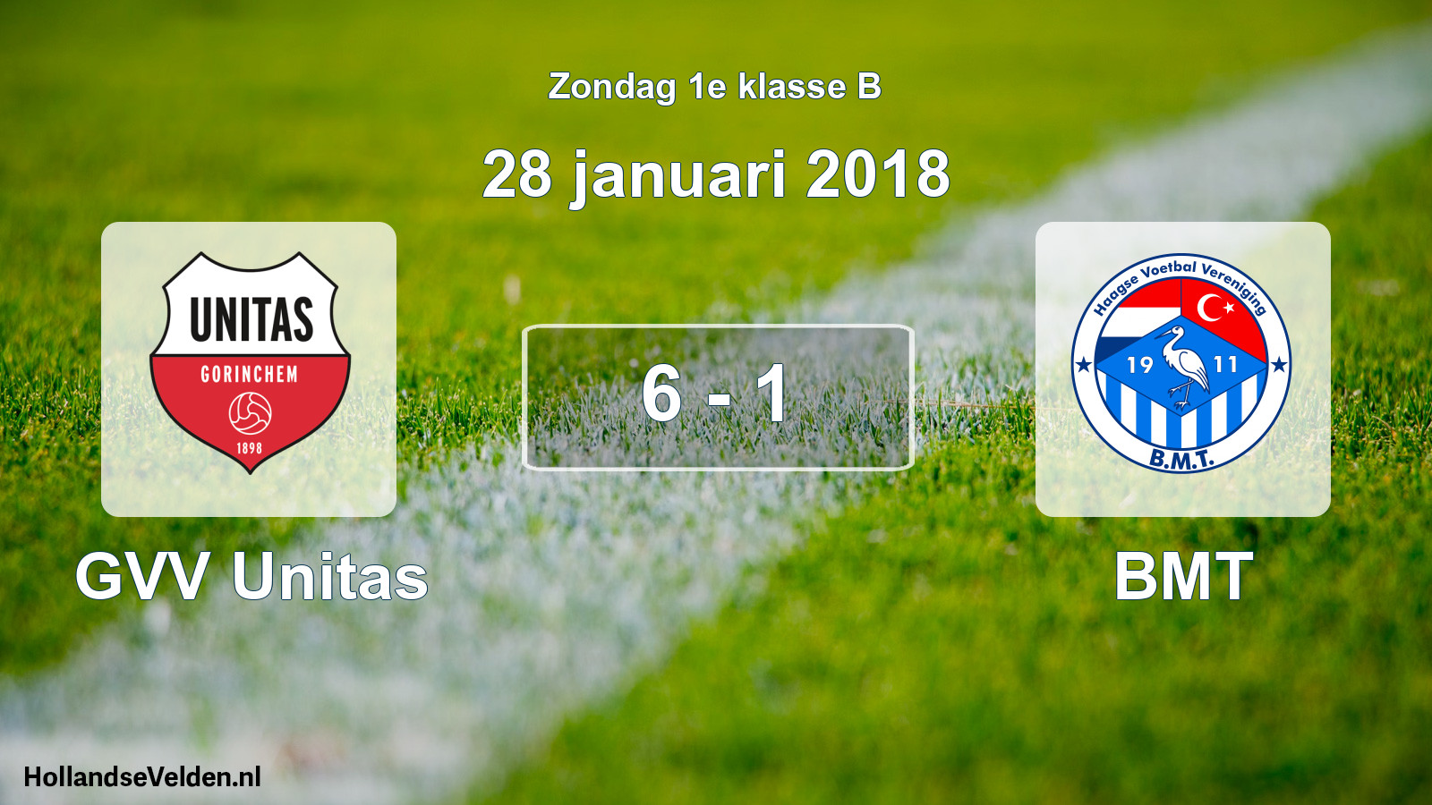 Total number of matches played: GVV Unitas - BMT 6 - 1 (28 January 2018)