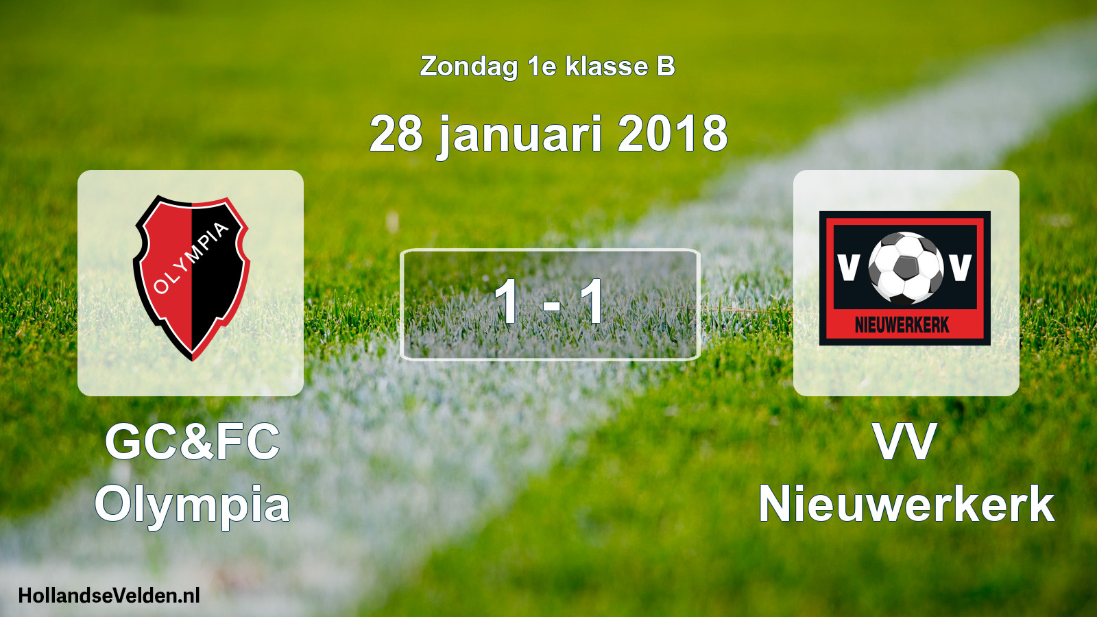 Total number of matches played: GC&FC Olympia - VV Nieuwerkerk 1 - 1 (28 January 2018)