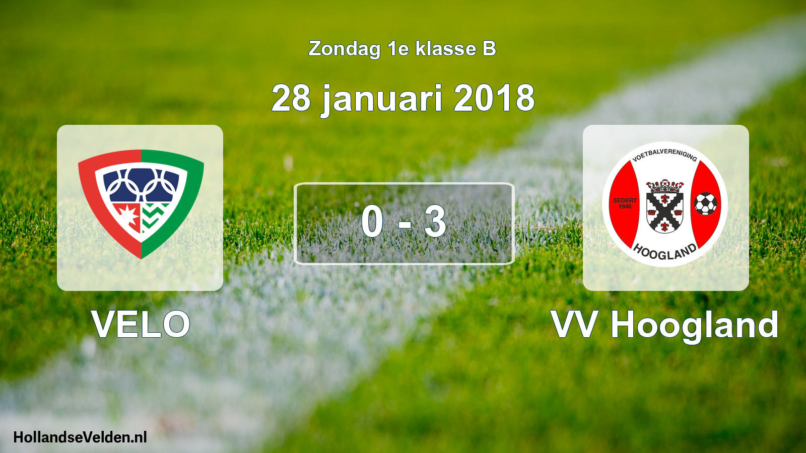 Total number of matches played: VELO - VV Hoogland 0 - 3 (28 January 2018)