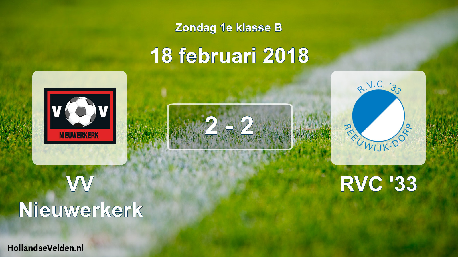 Total number of matches played: VV Nieuwerkerk - RVC '33 2 - 2 (18 February 2018)