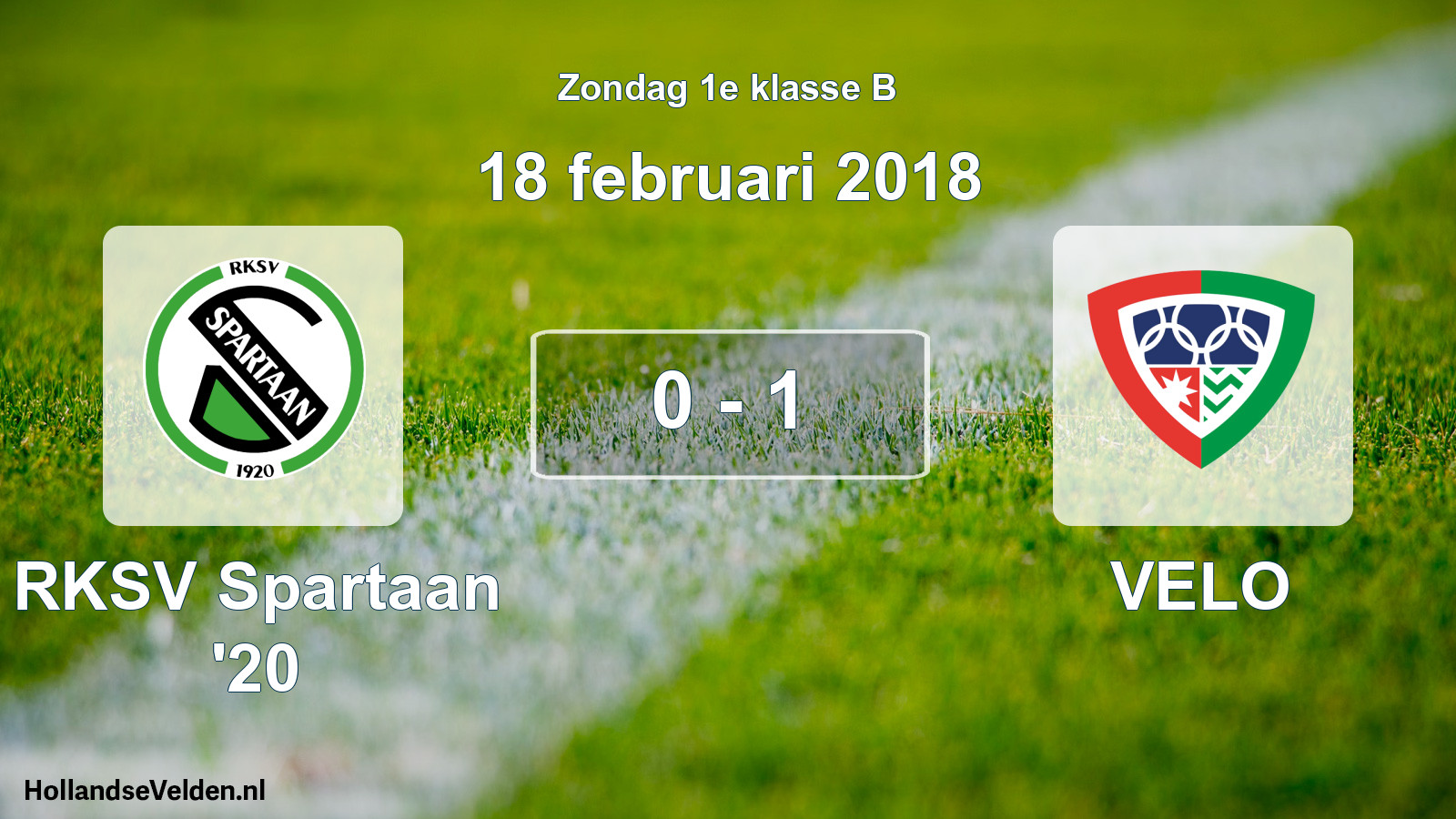 Total number of matches played: RKSV Spartaan '20 - VELO 0 - 1 (18 February 2018)