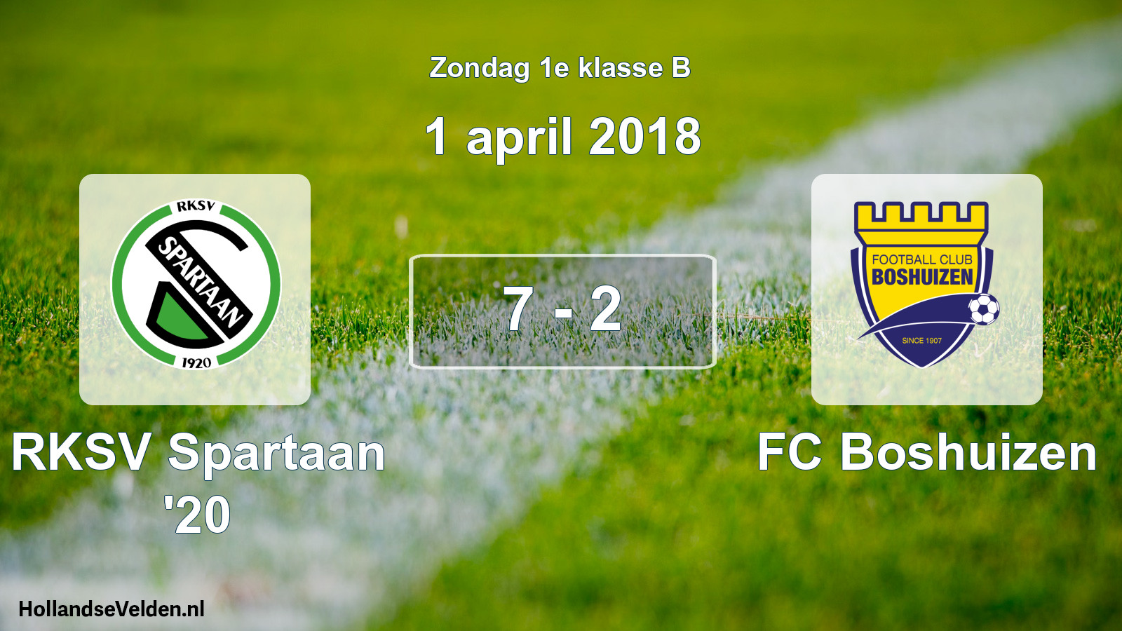 Total number of matches played: RKSV Spartaan '20 - FC Boshuizen 7 - 2 (1 April 2018)