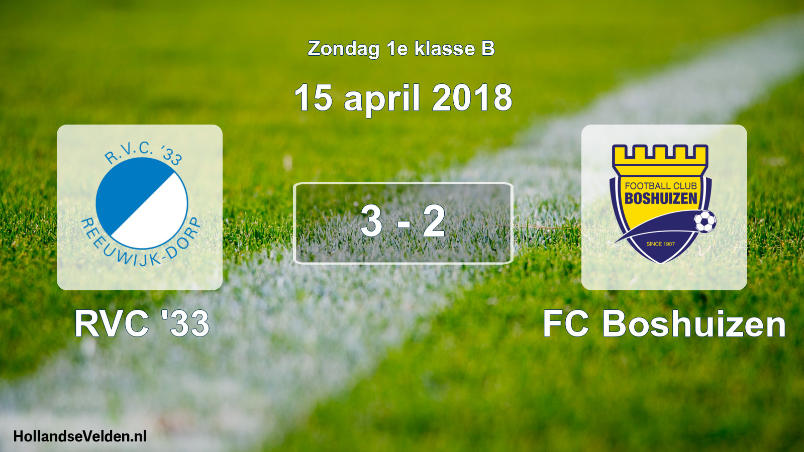 Total number of matches played: RVC '33 - FC Boshuizen 3 - 2 (15 April 2018)
