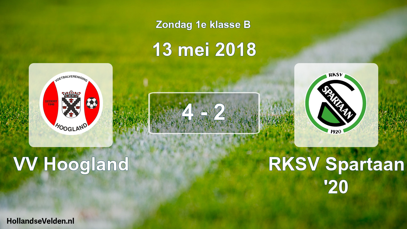 Total number of matches played: VV Hoogland - RKSV Spartaan '20 4 - 2 (13 May 2018)