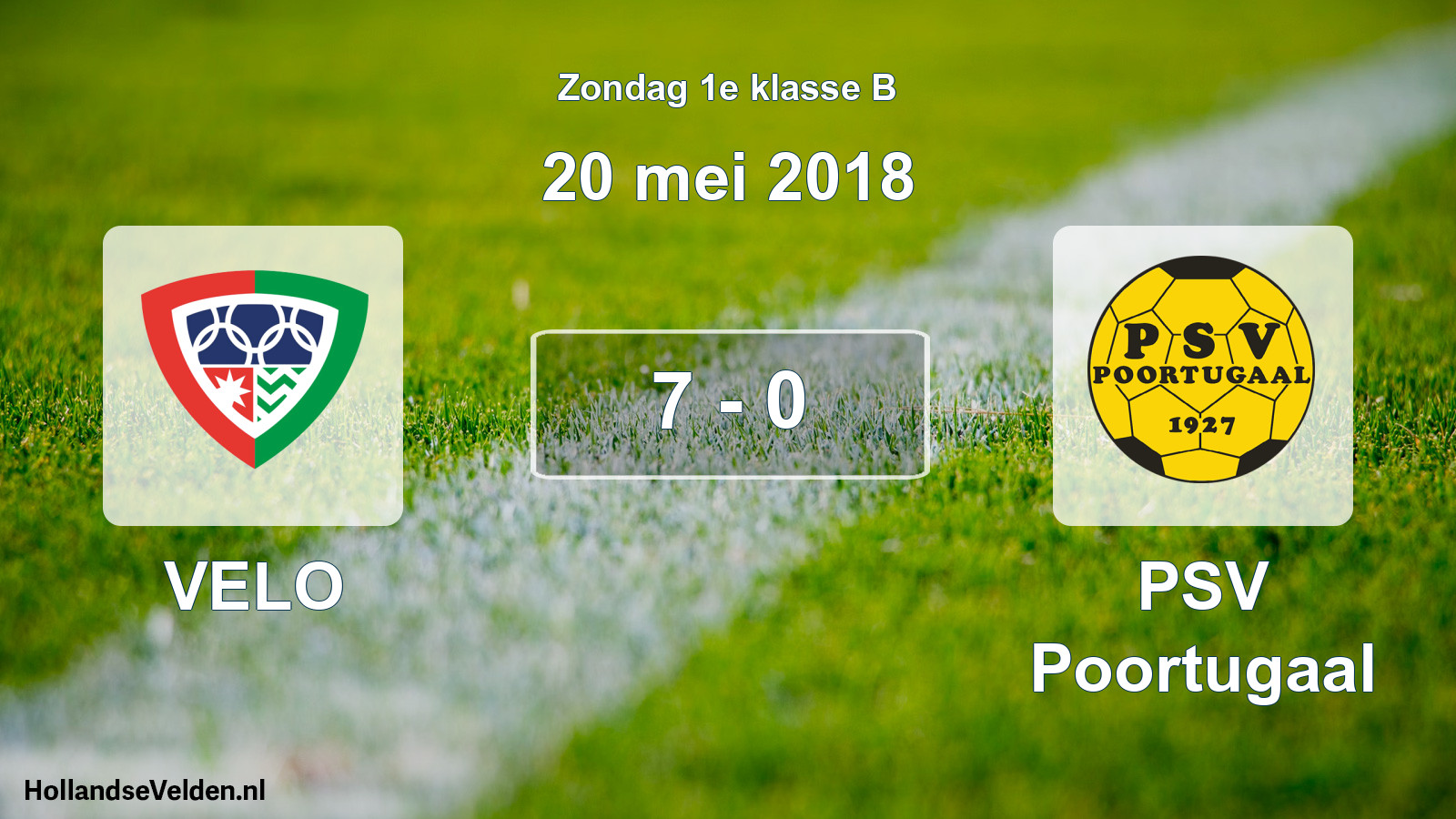 Total number of matches played: VELO - PSV Poortugaal 7 - 0 (20 May 2018)