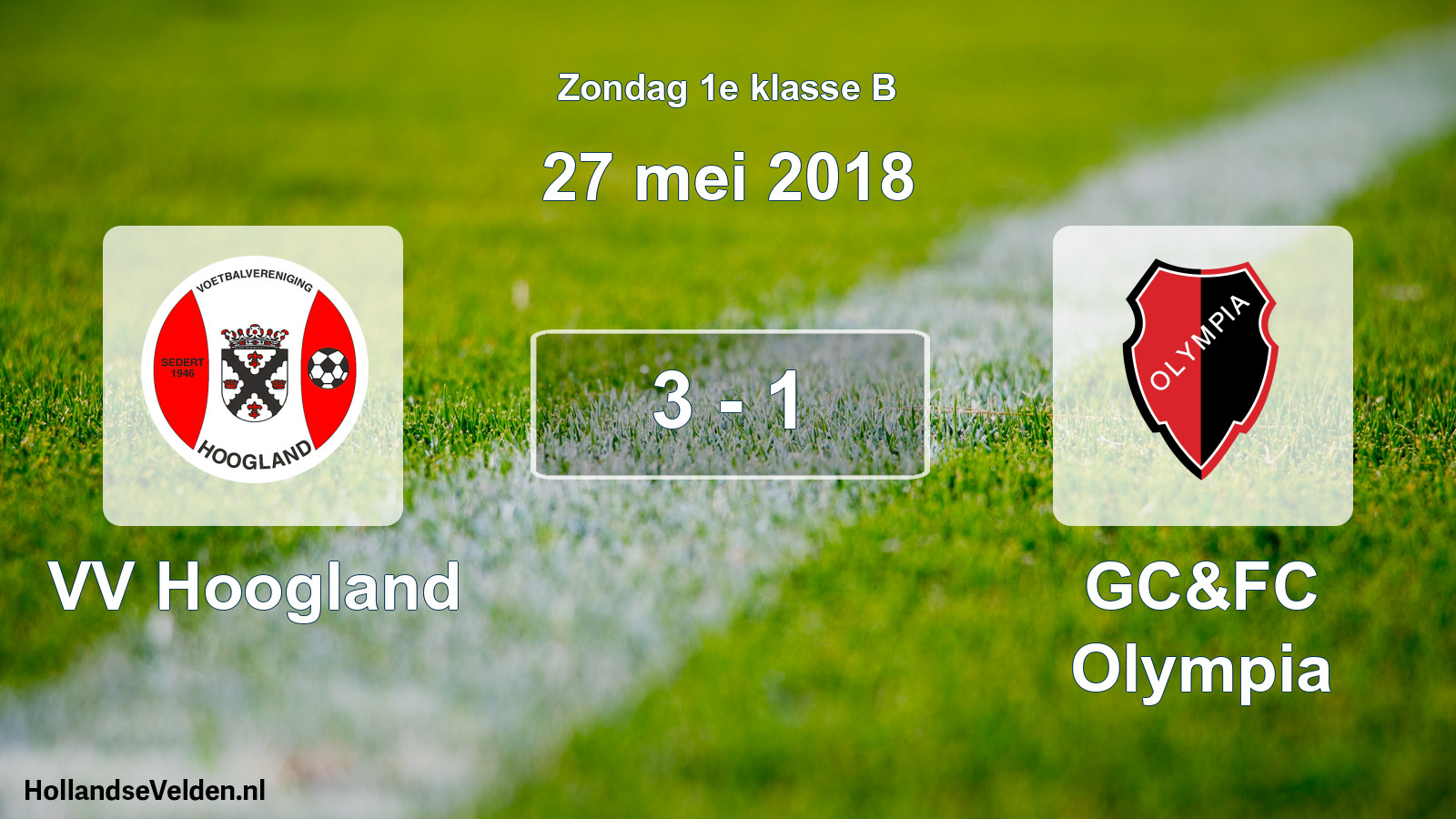 Total number of matches played: VV Hoogland - GC&FC Olympia 3 - 1 (27 May 2018)