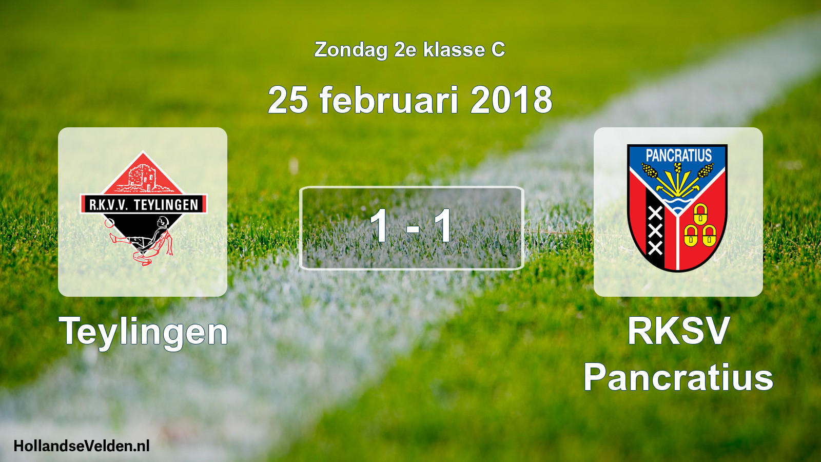 Total number of matches played: Teylingen - RKSV Pancratius 1 - 1 (25 February 2018)