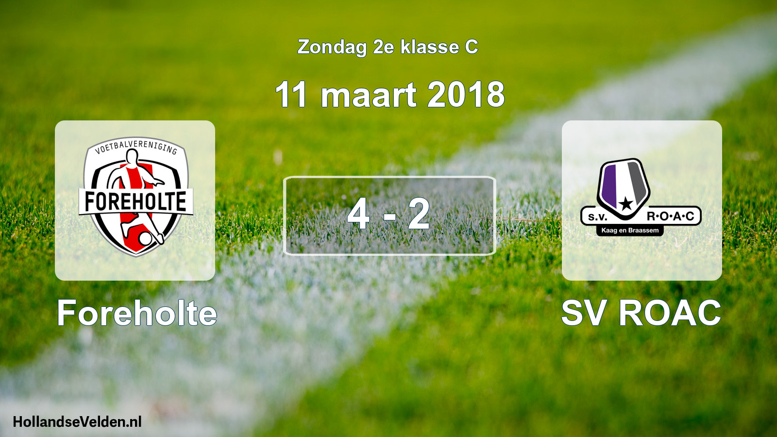 Total number of matches played: Foreholte - SV ROAC 4 - 2 (11 March 2018)