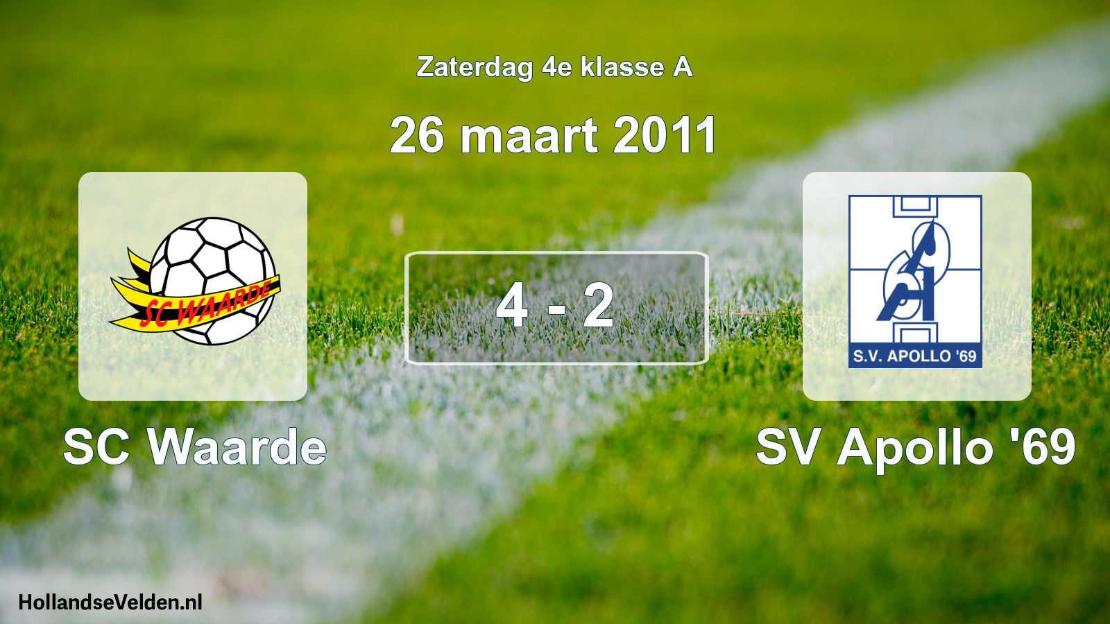 Total number of matches played: SC Waarde - SV Apollo '69 4 - 2 (26 March 2011)
