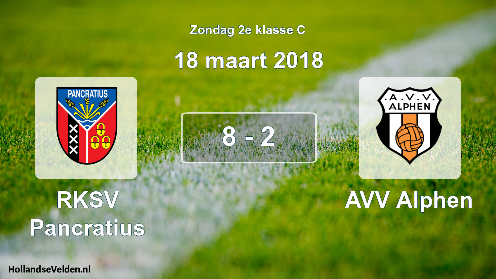 Total number of matches played: RKSV Pancratius - AVV Alphen 8 - 2 (18 March 2018)
