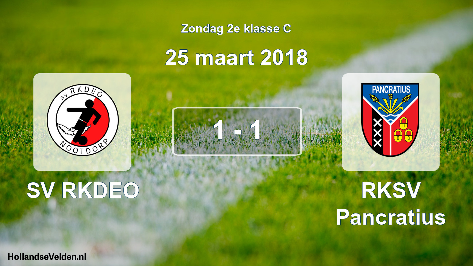 Total number of matches played: SV RKDEO - RKSV Pancratius 1 - 1 (25 March 2018)