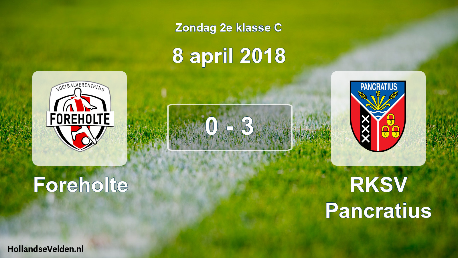 Total number of matches played: Foreholte - RKSV Pancratius 0 - 3 (8 April 2018)
