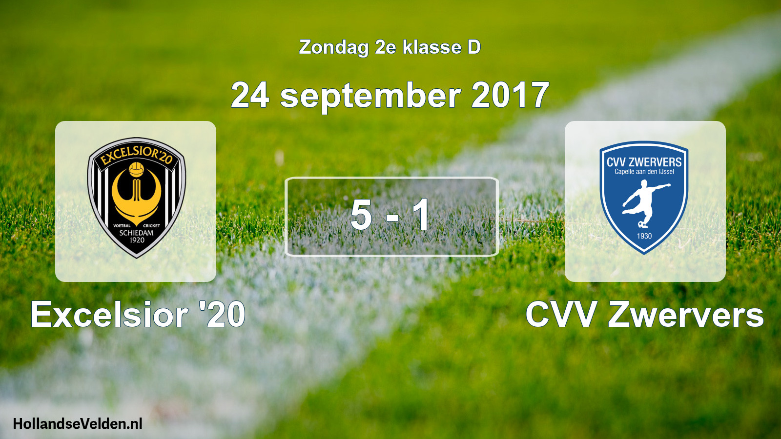 Total number of matches played: Excelsior '20 - CVV Zwervers 5 - 1 (24 September 2017)