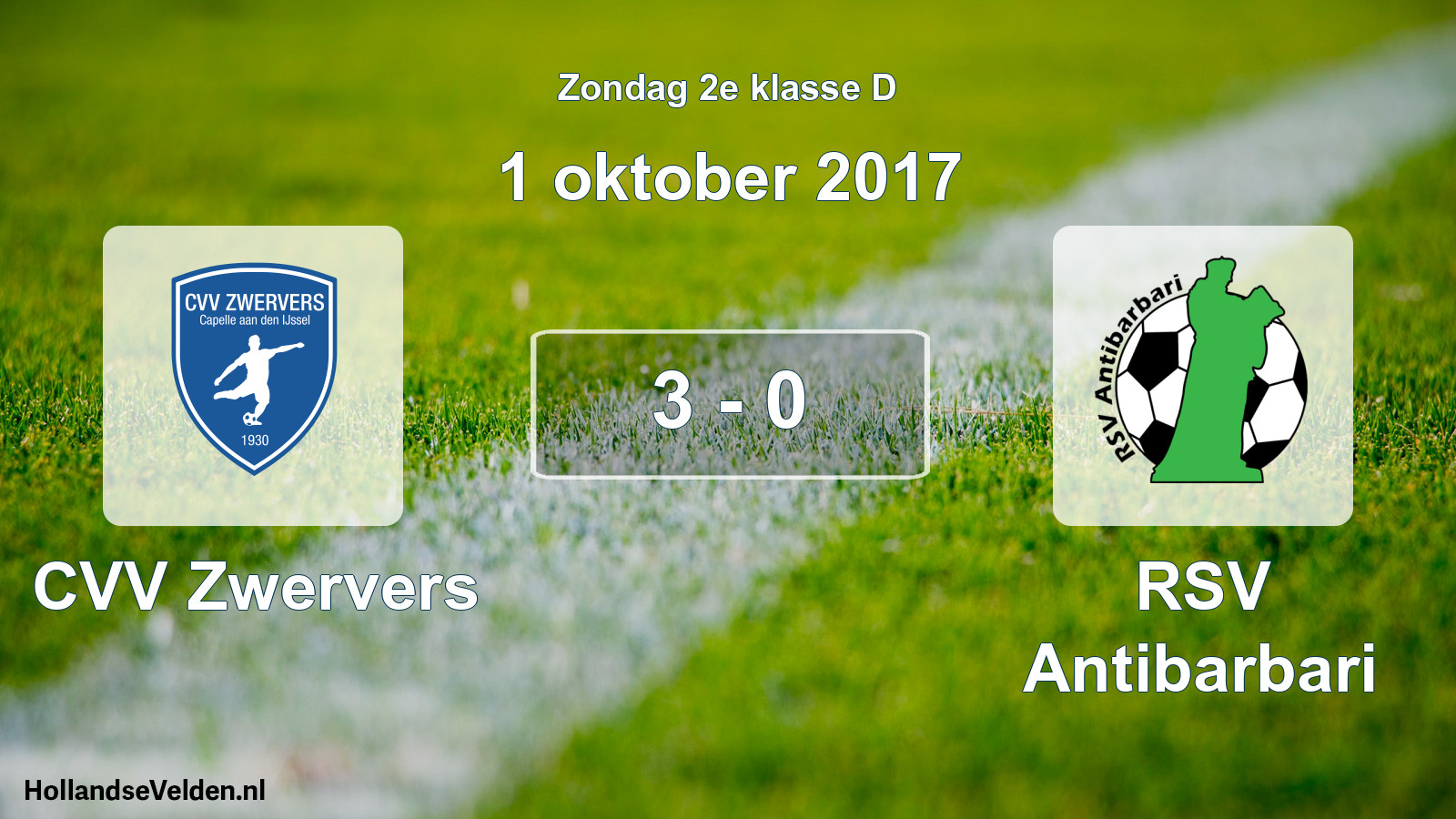 Total number of matches played: CVV Zwervers - RSV Antibarbari 3 - 0 (1 October 2017)