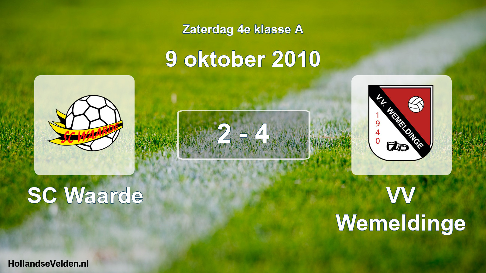 Total number of matches played: SC Waarde - VV Wemeldinge 2 - 4 (9 October 2010)