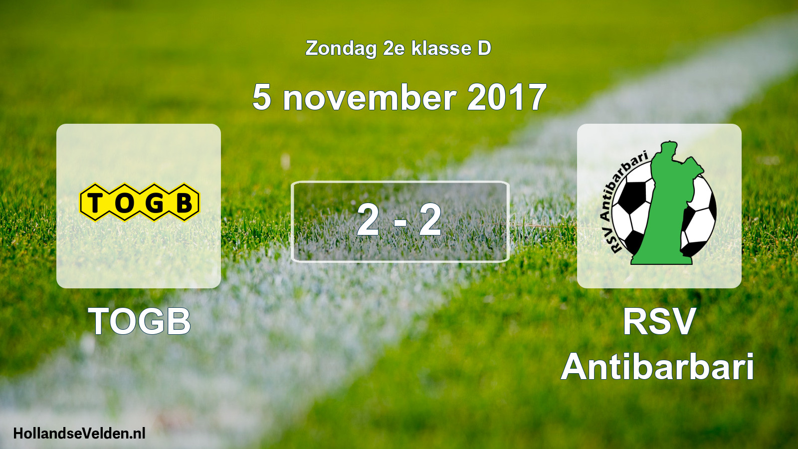 Total number of matches played: TOGB - RSV Antibarbari 2 - 2 (5 November 2017)