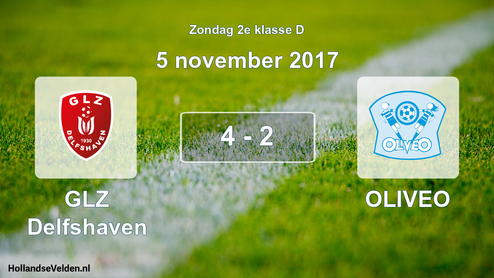 Total number of matches played: GLZ Delfshaven - OLIVEO 4 - 2 (5 November 2017)