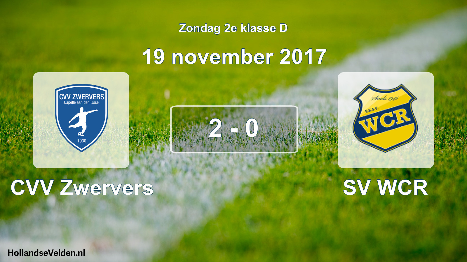 Total number of matches played: CVV Zwervers - SV WCR 2 - 0 (19 November 2017)