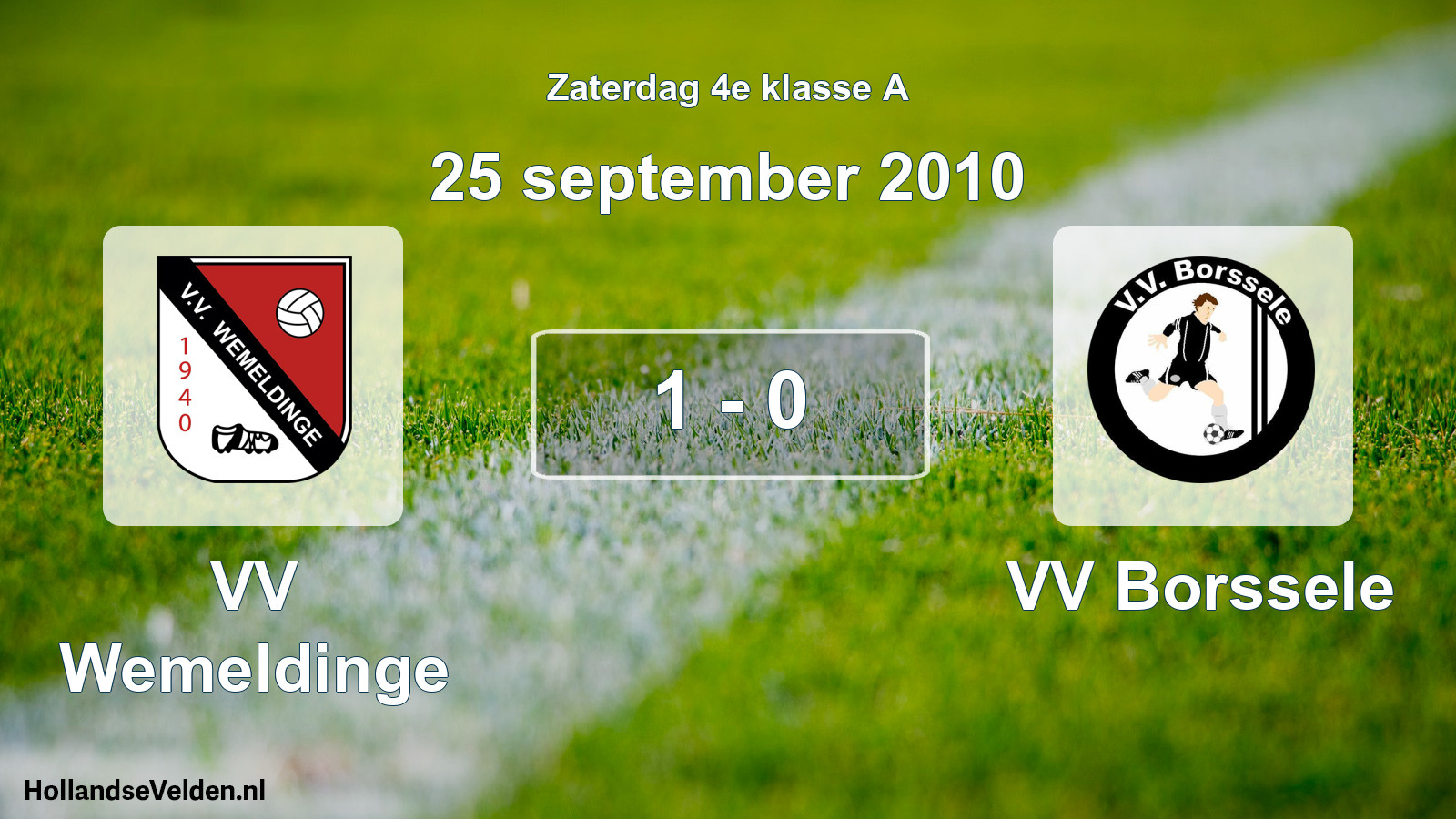 Total number of matches played: VV Wemeldinge - VV Borssele 1 - 0 (25 September 2010)