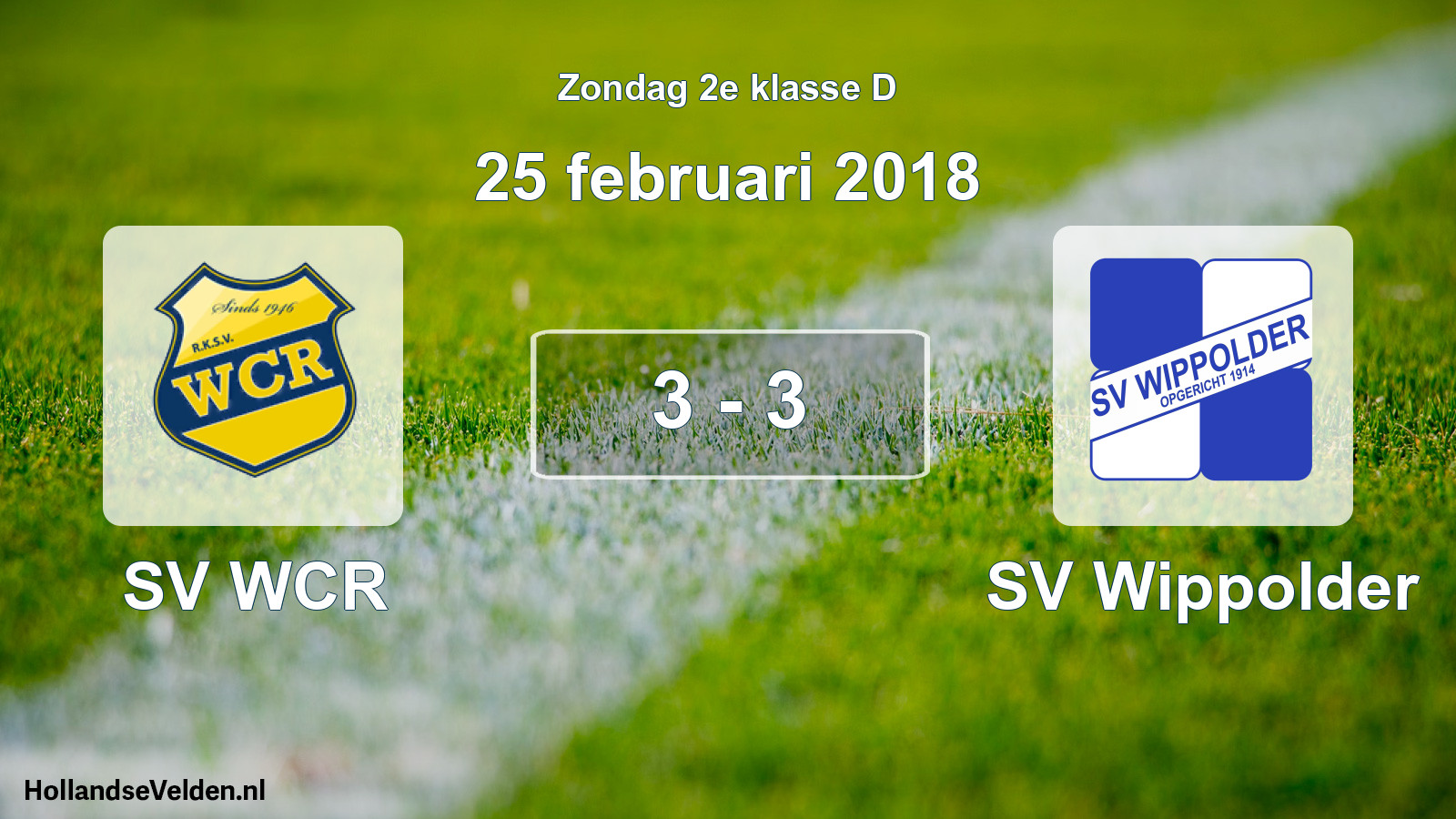 Total number of matches played: SV WCR - SV Wippolder 3 - 3 (25 February 2018)