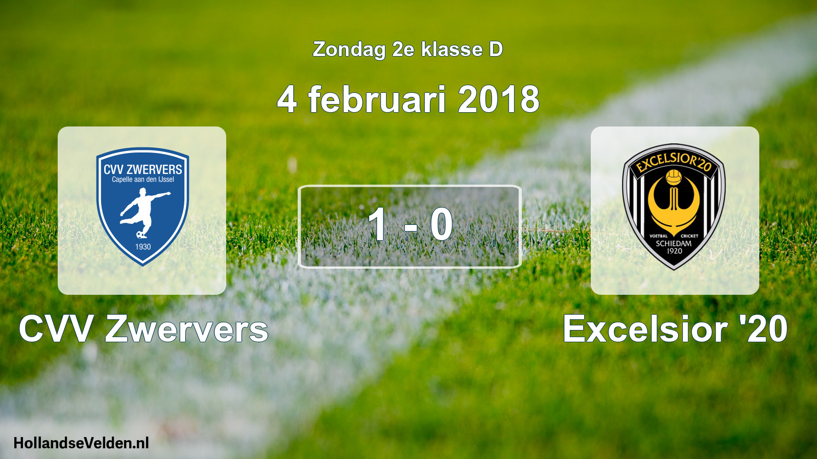 Total number of matches played: CVV Zwervers - Excelsior '20 1 - 0 (4 February 2018)