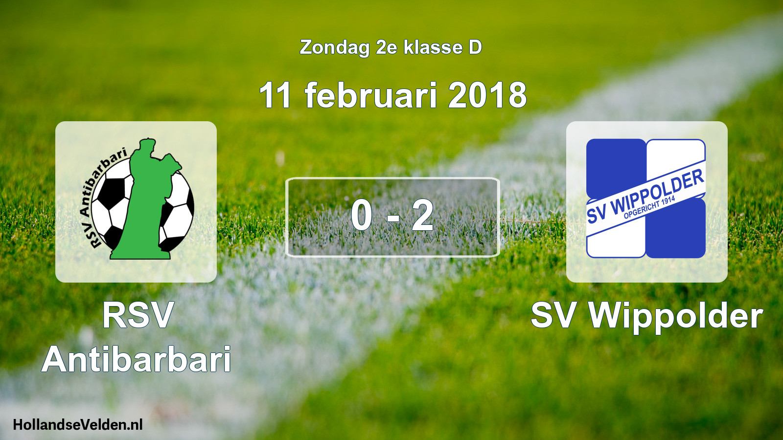 Total number of matches played: RSV Antibarbari - SV Wippolder 0 - 2 (11 February 2018)