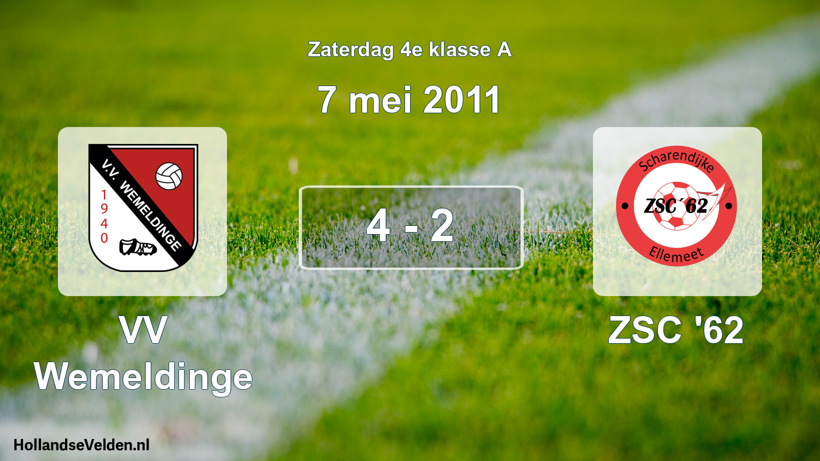 Total number of matches played: VV Wemeldinge - ZSC '62 4 - 2 (7 May 2011)