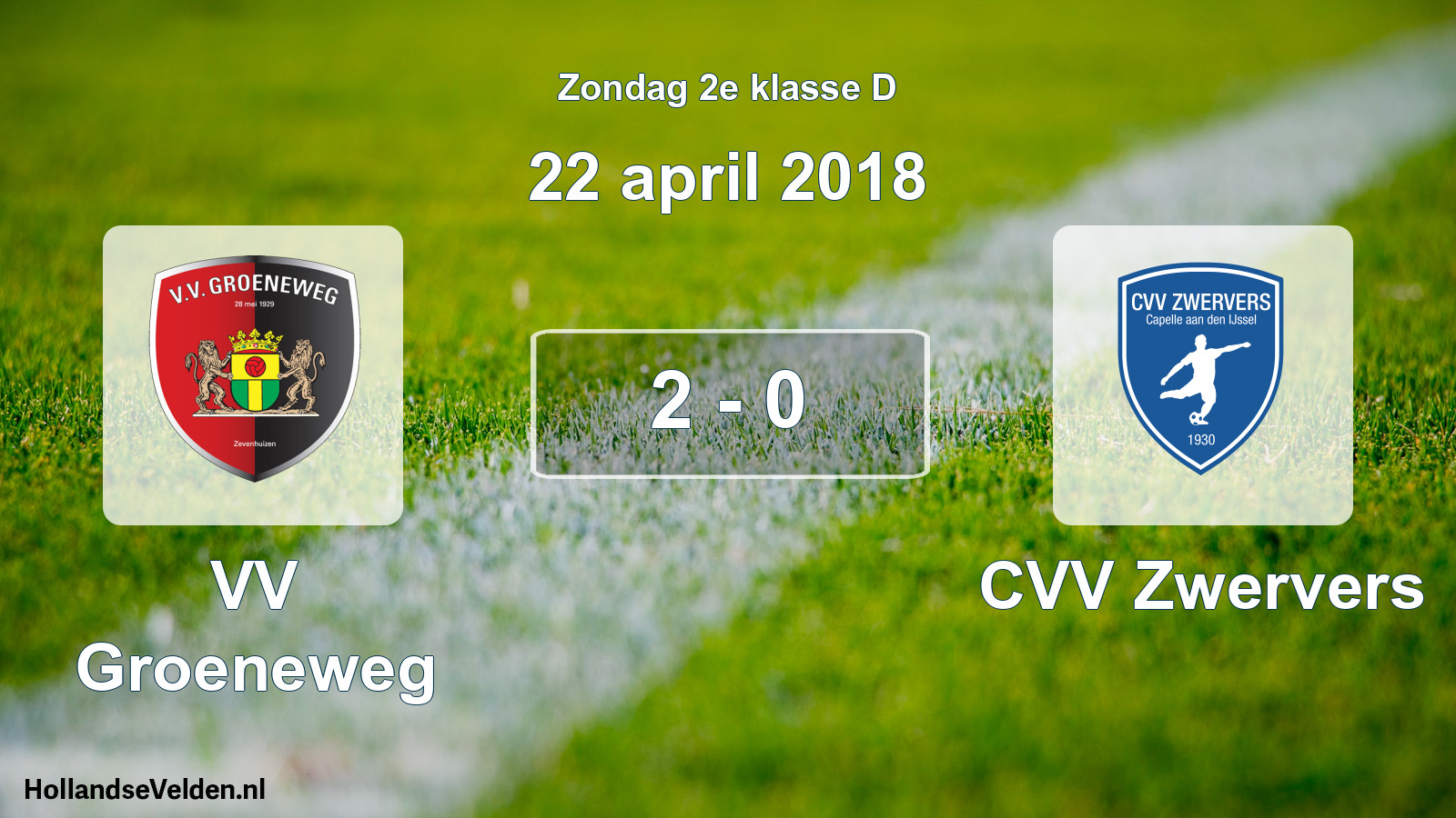 Total number of matches played: VV Groeneweg - CVV Zwervers 2 - 0 (22 April 2018)
