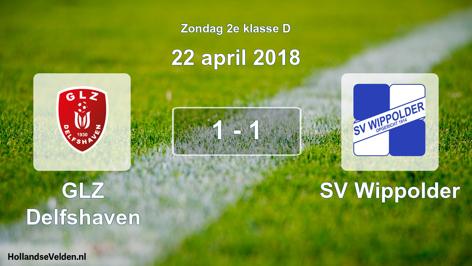 Total number of matches played: GLZ Delfshaven - SV Wippolder 1 - 1 (22 April 2018)