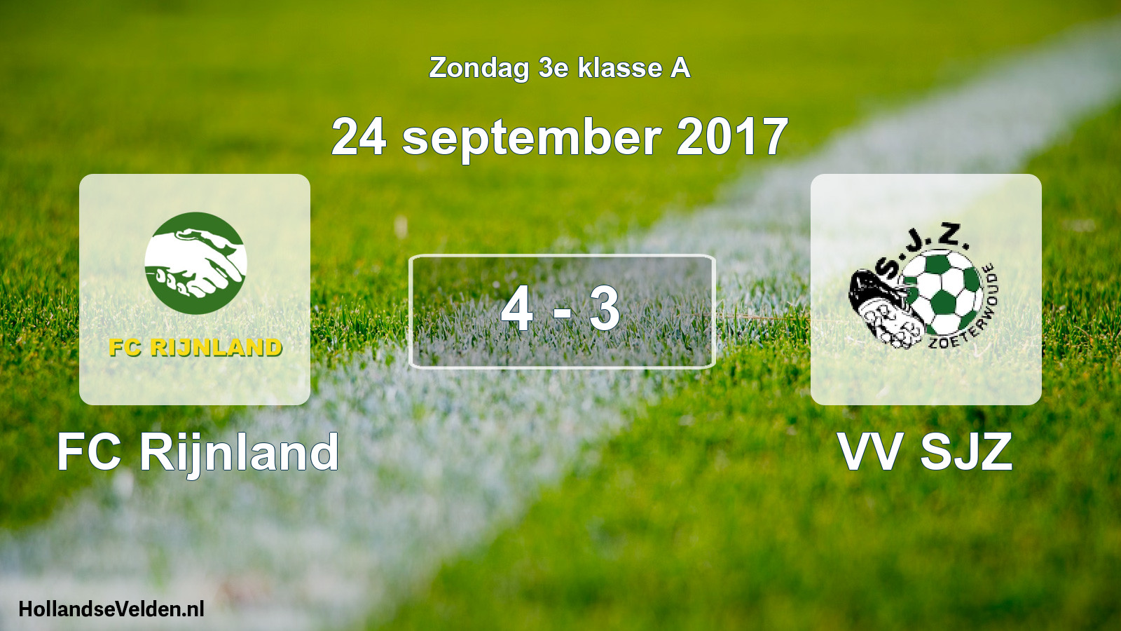 Total number of matches played: FC Rijnland - VV SJZ 4 - 3 (24 September 2017)