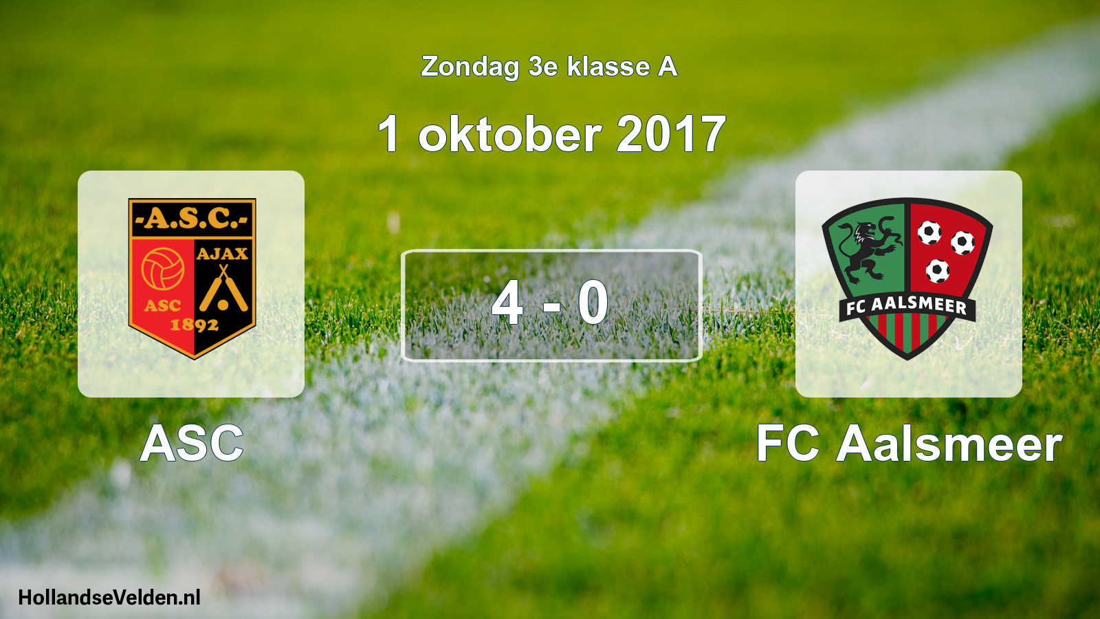 Total number of matches played: ASC - FC Aalsmeer 4 - 0 (1 October 2017)
