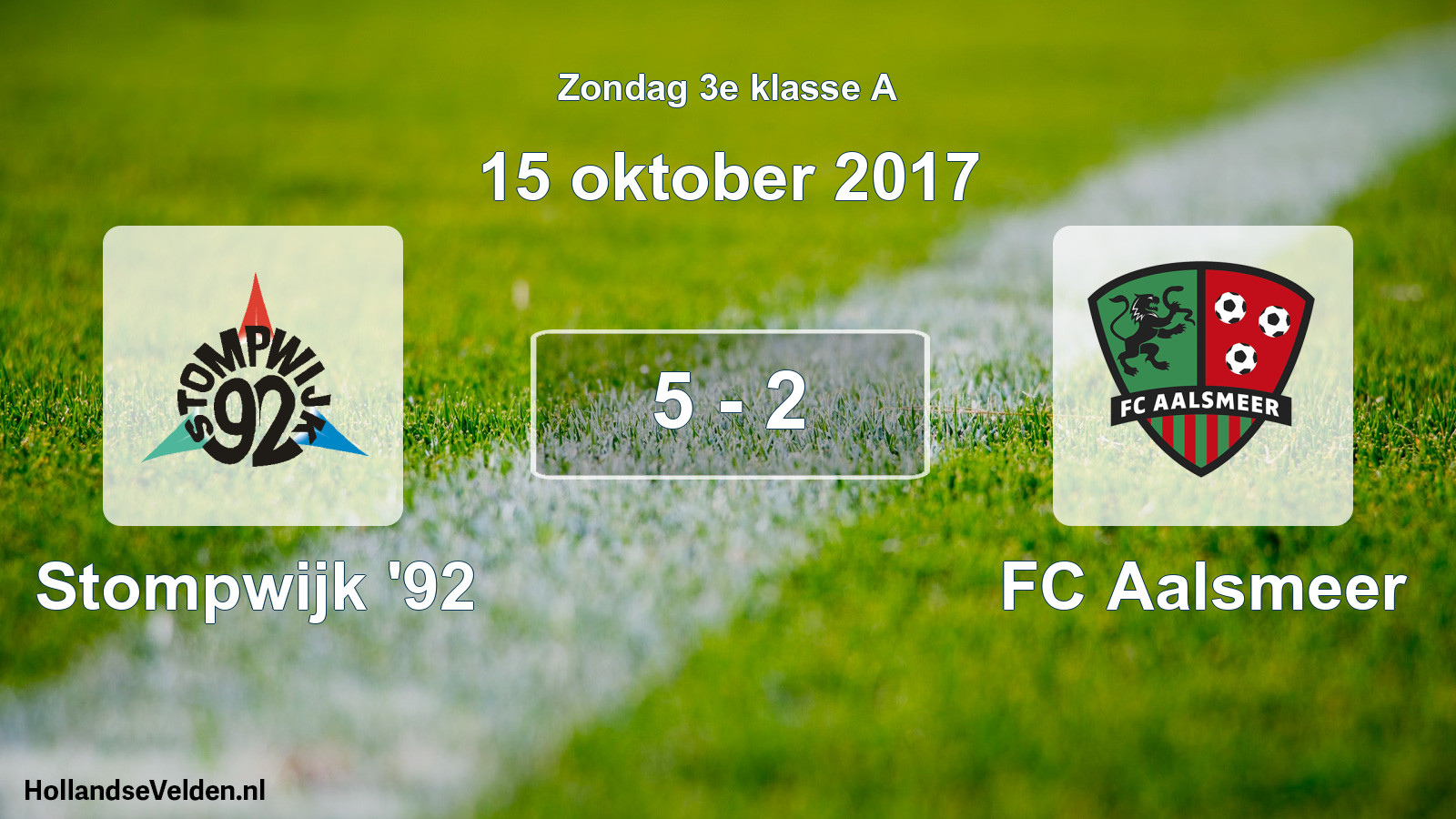 Total number of matches played: Stompwijk '92 - FC Aalsmeer 5 - 2 (15 October 2017)