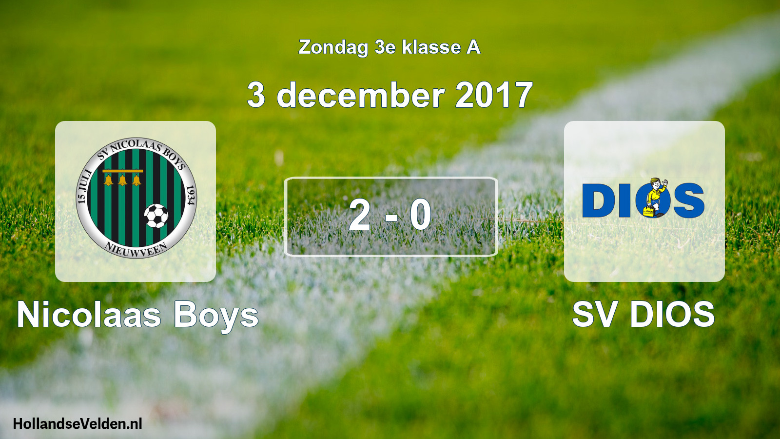 Total number of matches played: Nicolaas Boys - SV DIOS 2 - 0 (3 December 2017)