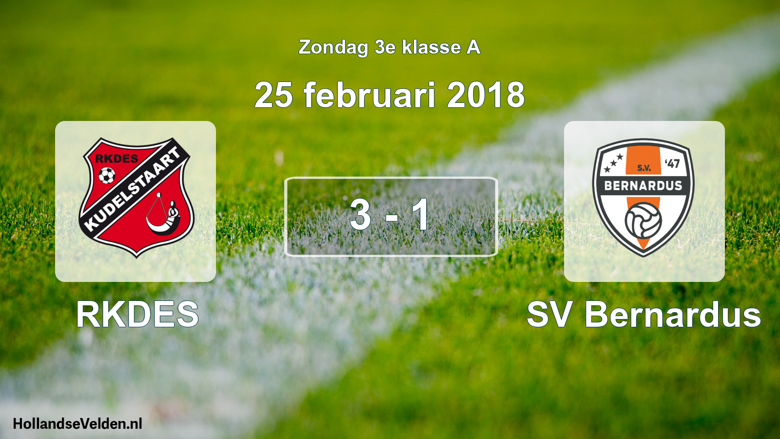 Total number of matches played: RKDES - SV Bernardus 3 - 1 (25 February 2018)