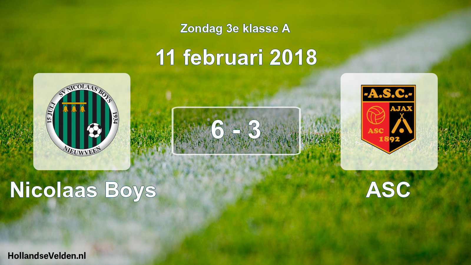 Total number of matches played: Nicolaas Boys - ASC 6 - 3 (11 February 2018)