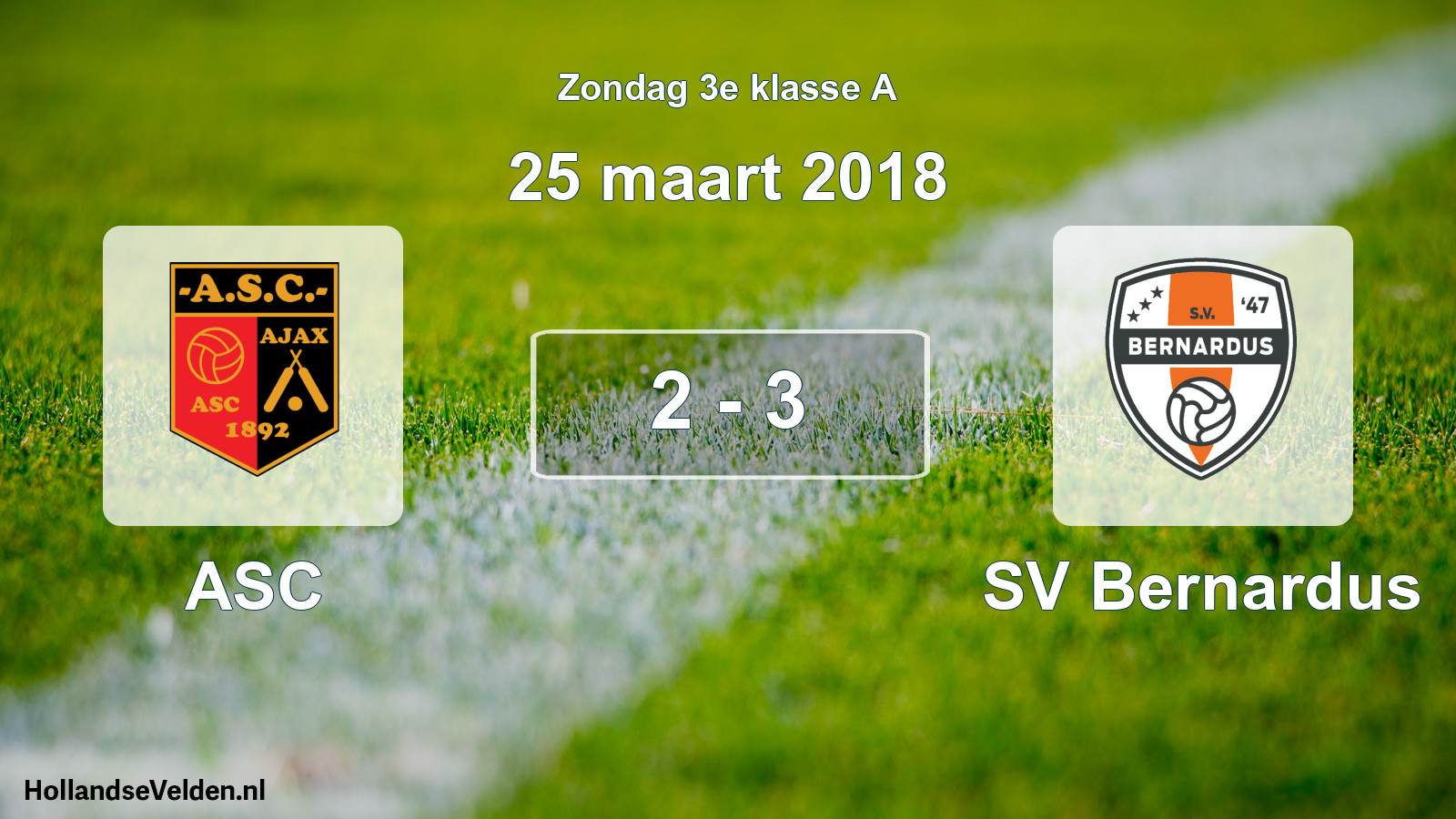 Total number of matches played: ASC - SV Bernardus 2 - 3 (25 March 2018)