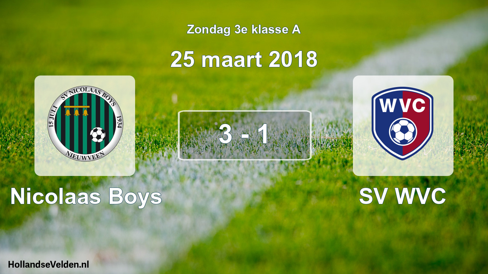 Total number of matches played: Nicolaas Boys - SV WVC 3 - 1 (25 March 2018)