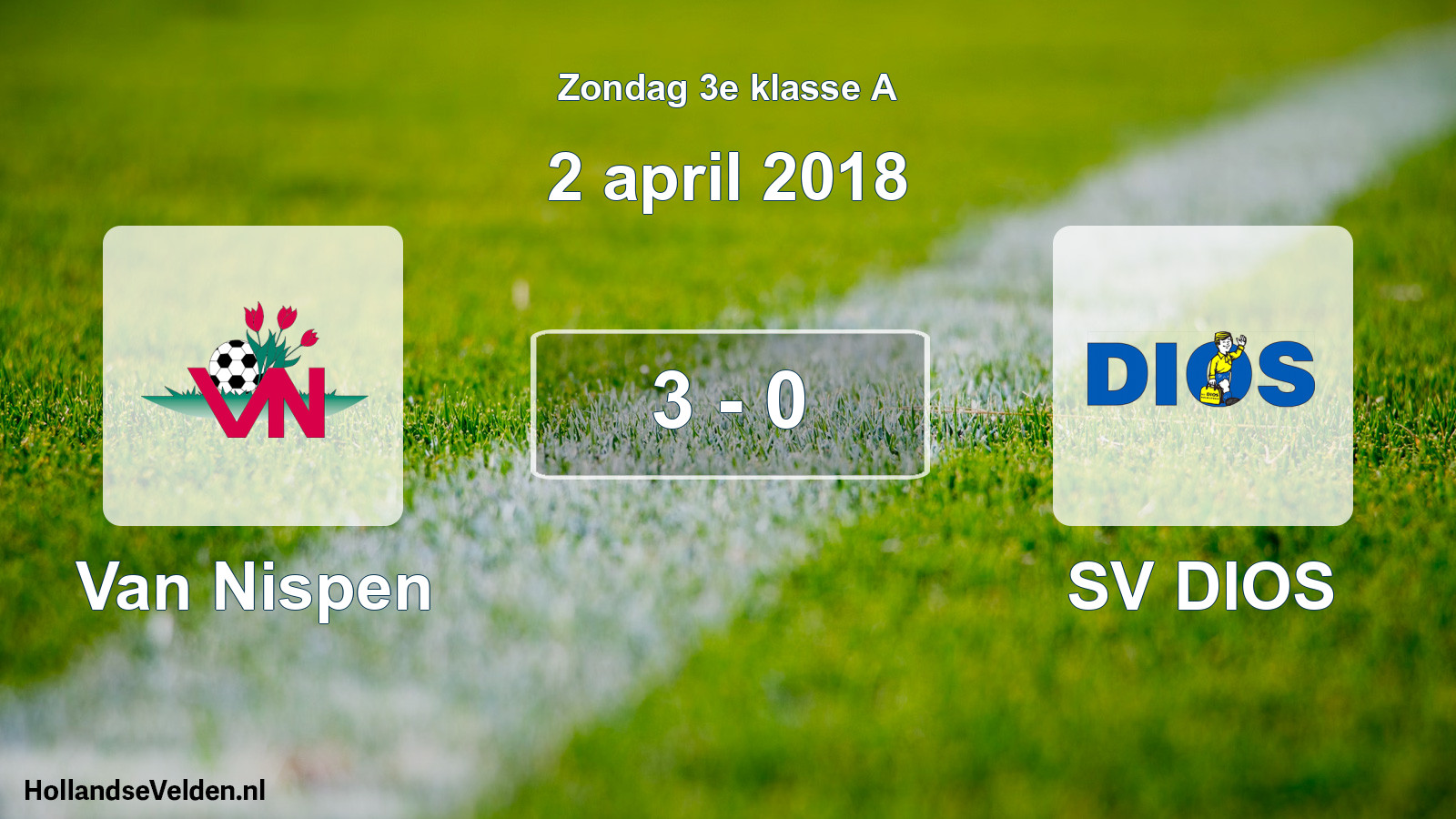 Total number of matches played: Van Nispen - SV DIOS 3 - 0 (2 April 2018)