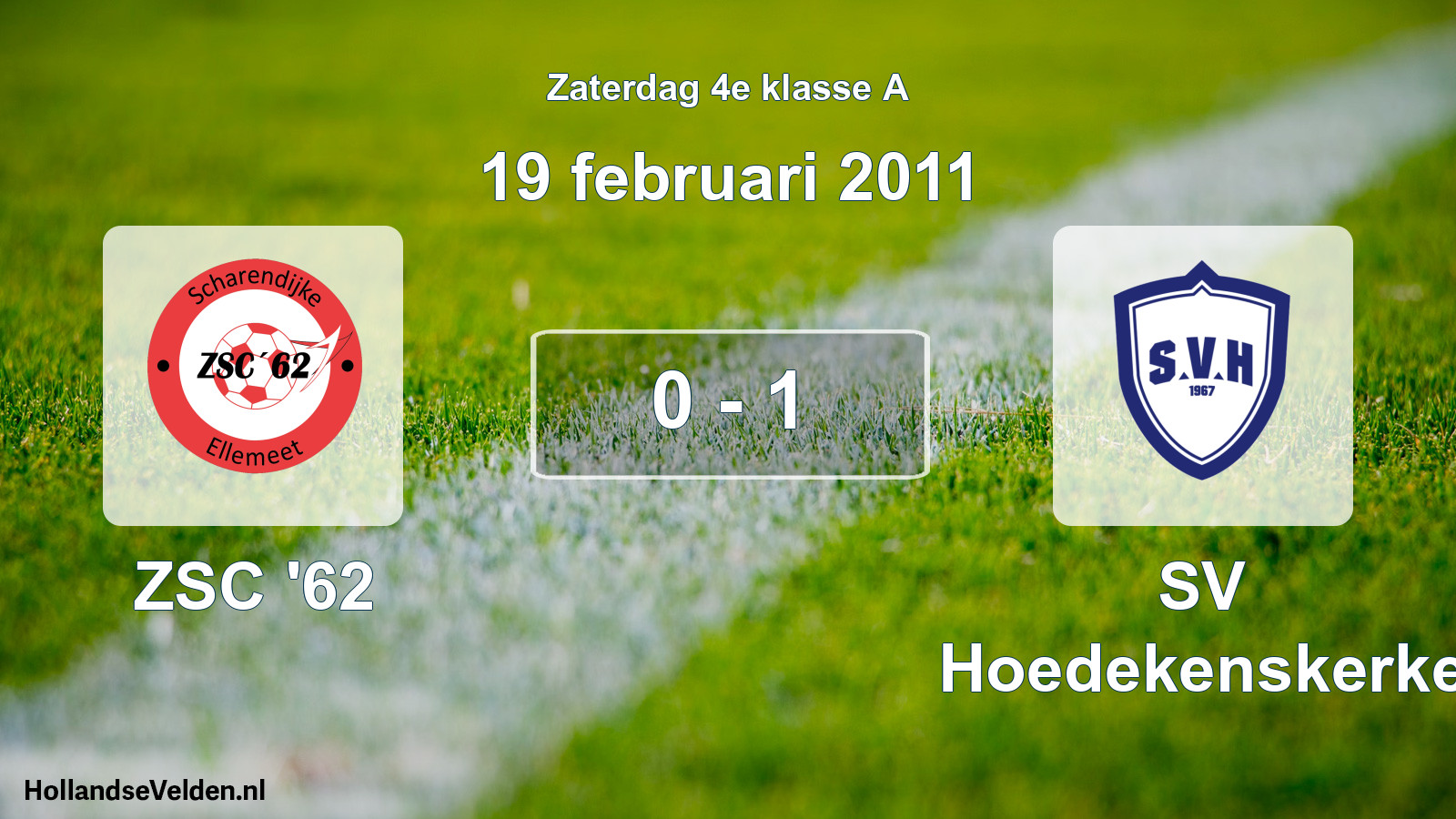 Total number of matches played: ZSC '62 - SV Hoedekenskerke 0 - 1 (19 February 2011)