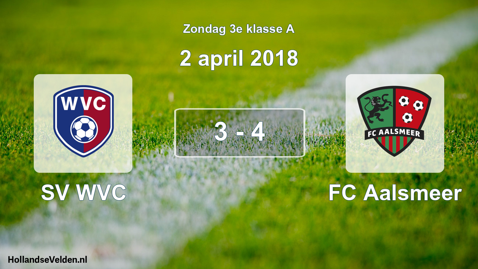 Total number of matches played: SV WVC - FC Aalsmeer 3 - 4 (2 April 2018)
