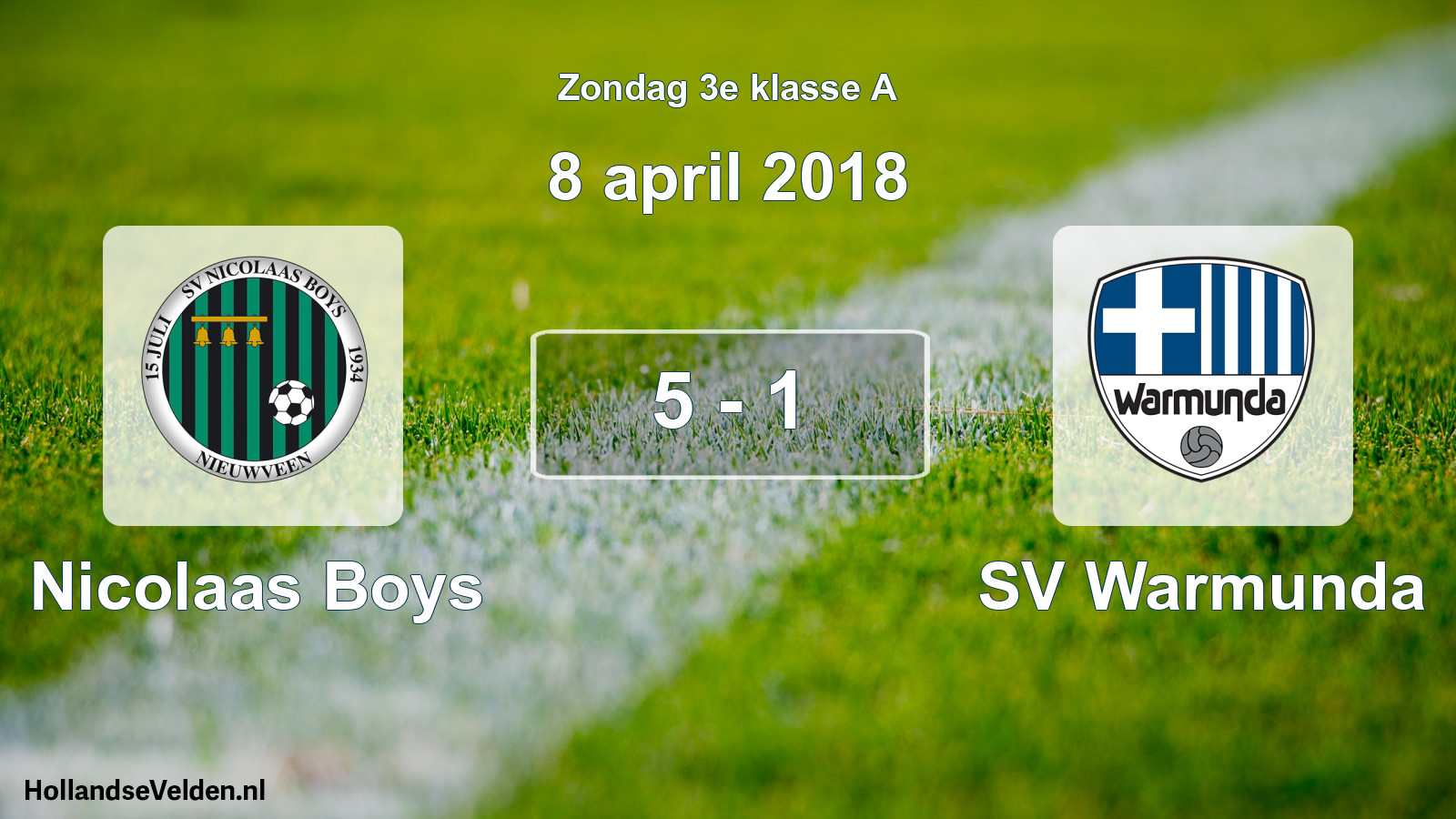 Total number of matches played: Nicolaas Boys - SV Warmunda 5 - 1 (8 April 2018)