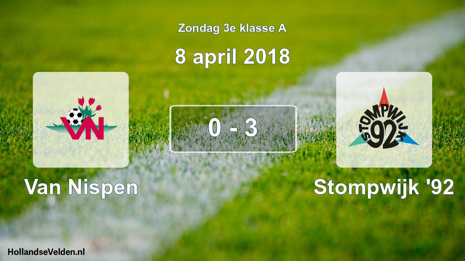 Total number of matches played: Van Nispen - Stompwijk '92 0 - 3 (8 April 2018)