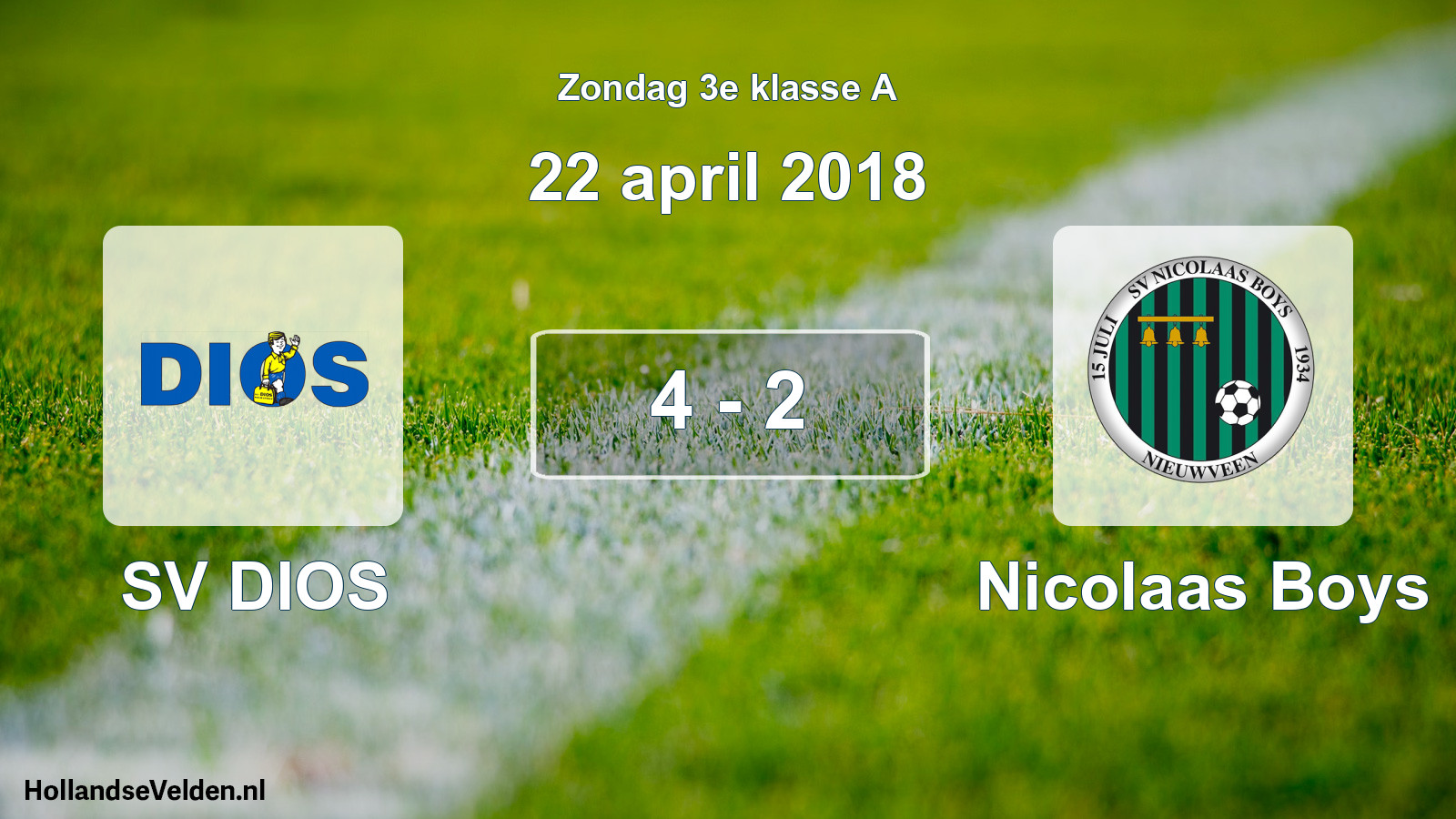 Total number of matches played: SV DIOS - Nicolaas Boys 4 - 2 (22 April 2018)