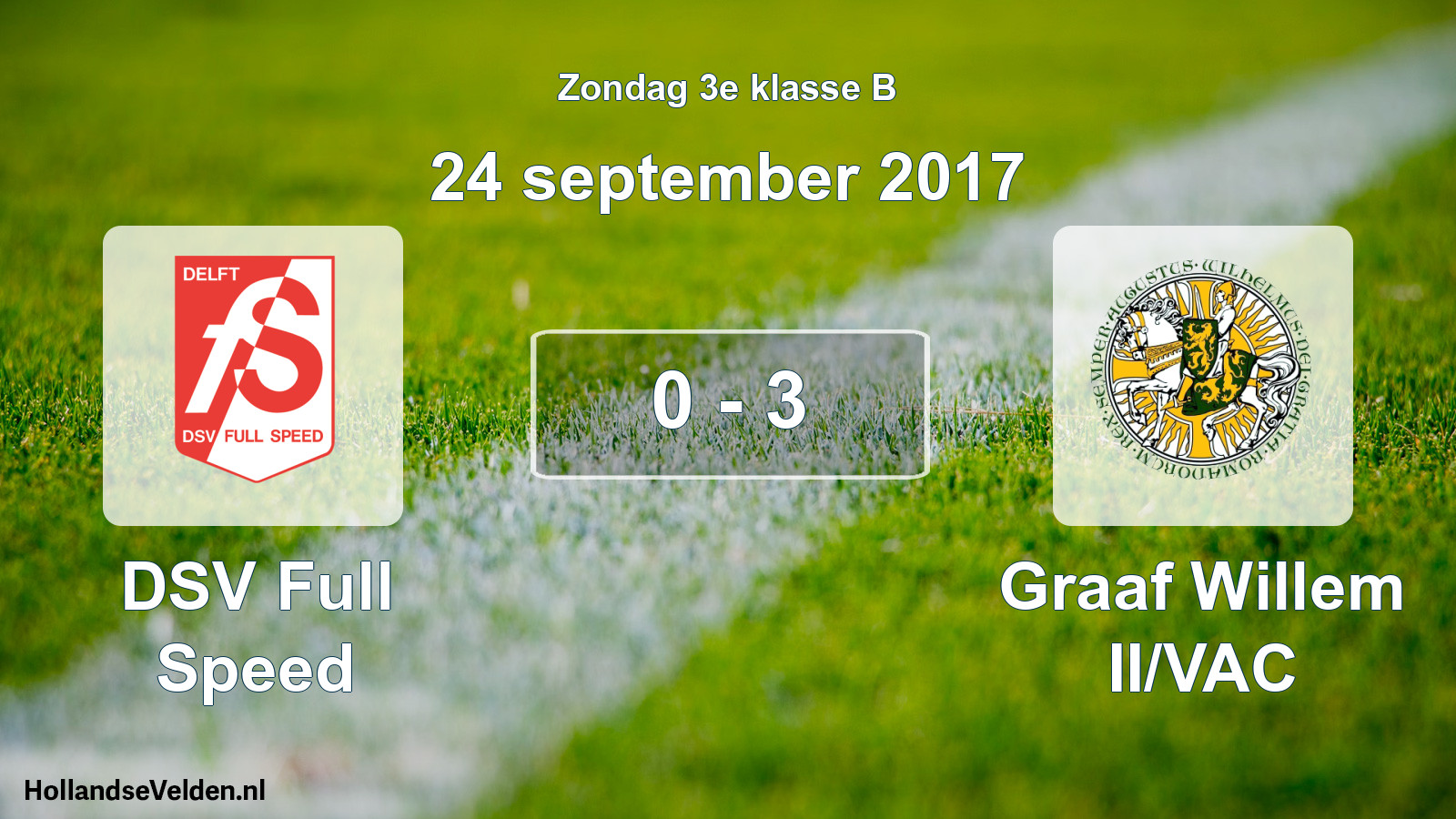 Total number of matches played: DSV Full Speed - Graaf Willem II/VAC 0 - 3 (24 September 2017)