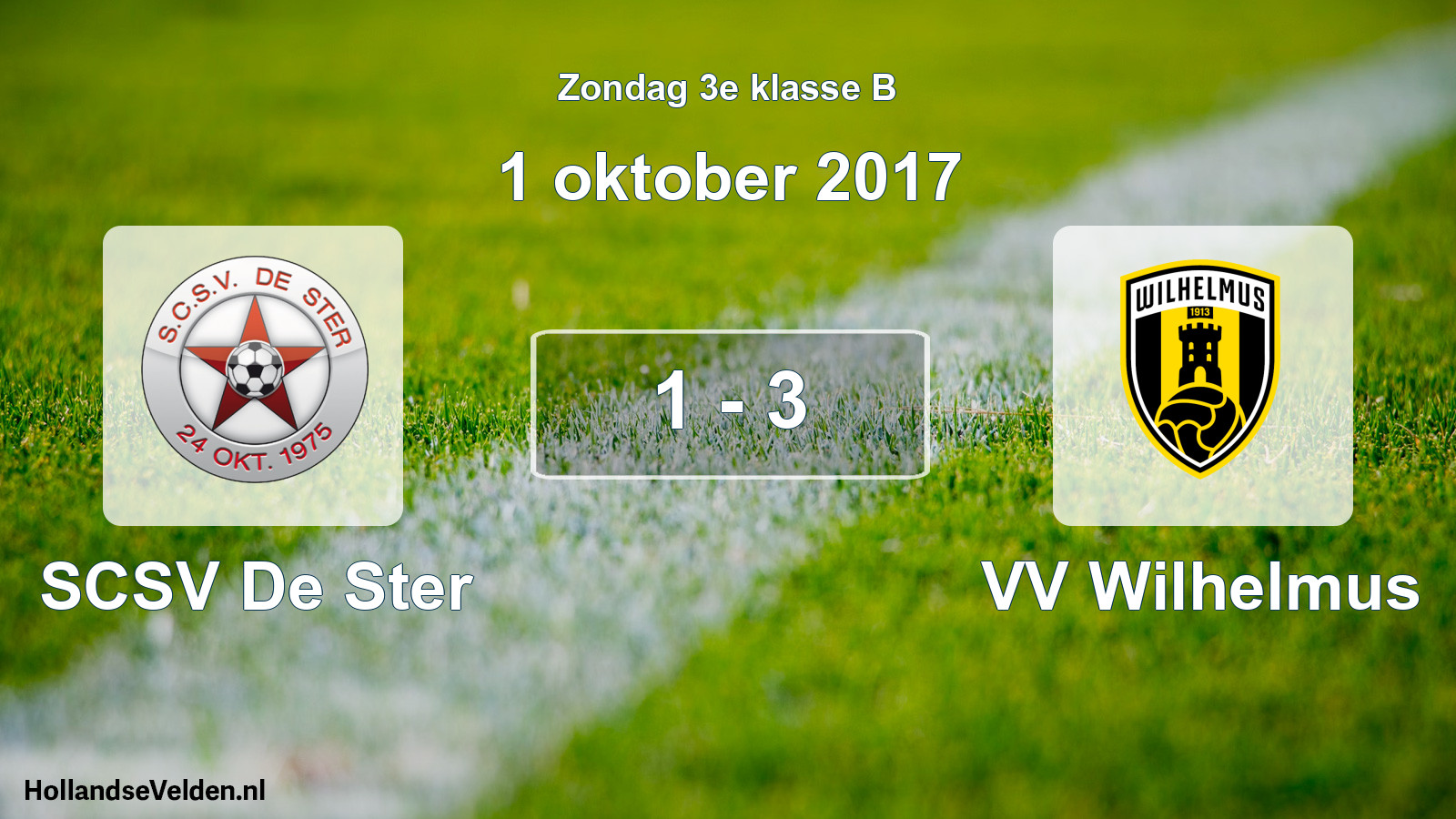 Total number of matches played: SCSV De Ster - VV Wilhelmus 1 - 3 (1 October 2017)