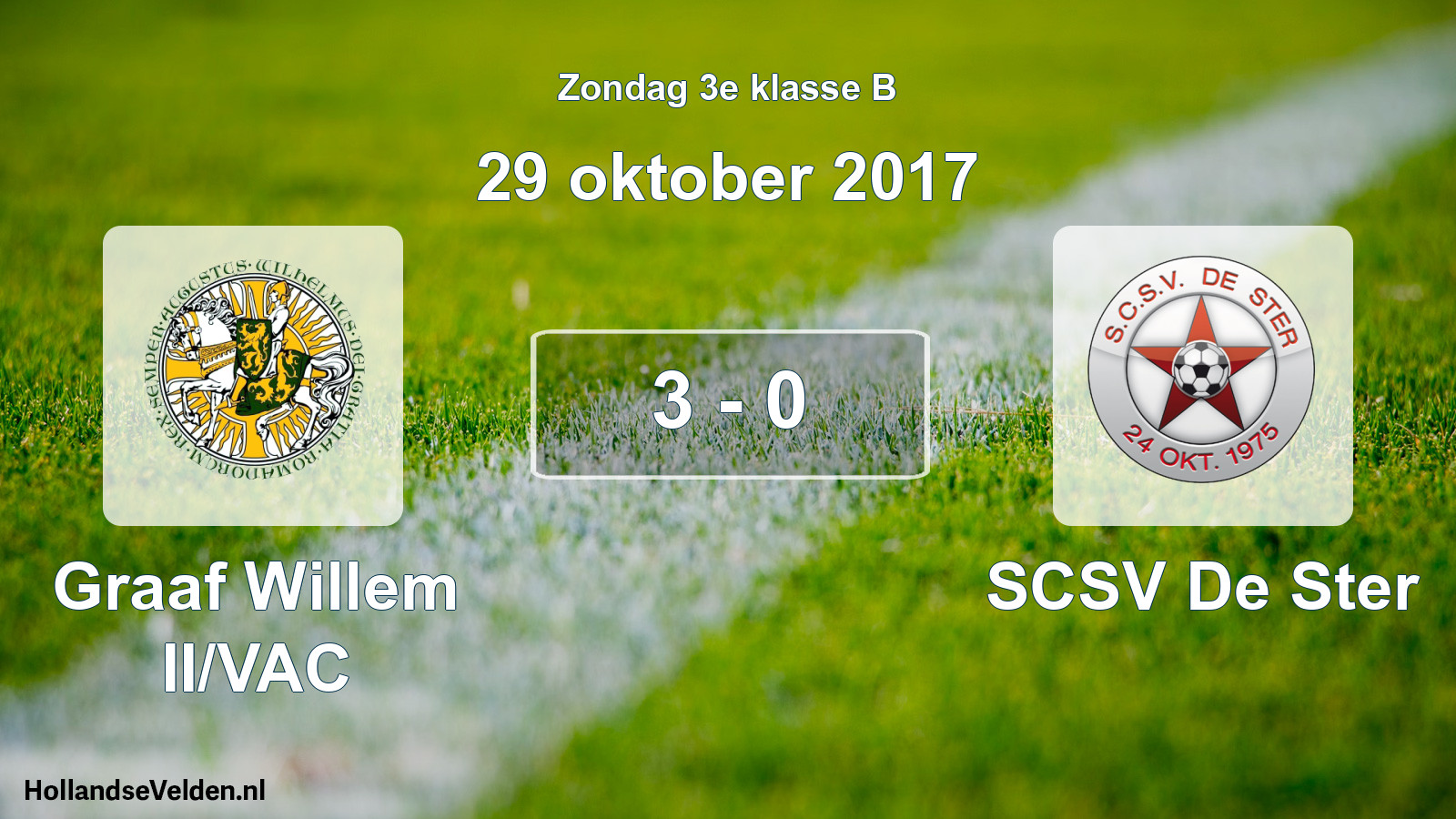Total number of matches played: Graaf Willem II/VAC - SCSV De Ster 3 - 0 (29 October 2017)