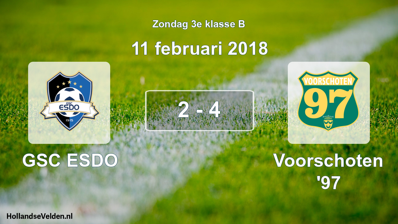 Total number of matches played: GSC ESDO - Voorschoten '97 2 - 4 (11 February 2018)